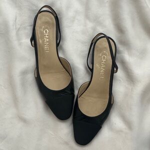 CHANEL Black Slingback Heels